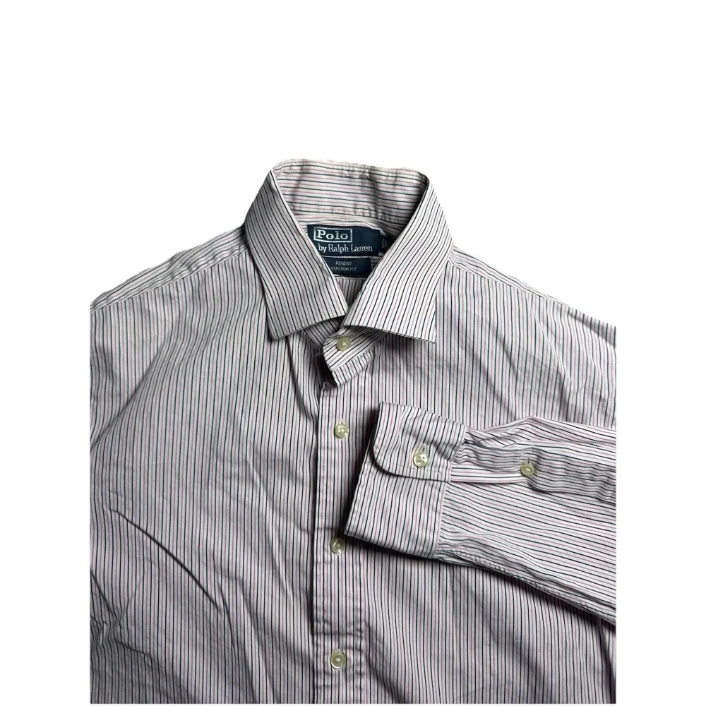 Polo Ralph Lauren Regent Dress Shirt Men's Size 16 Blue & Pink Stripes